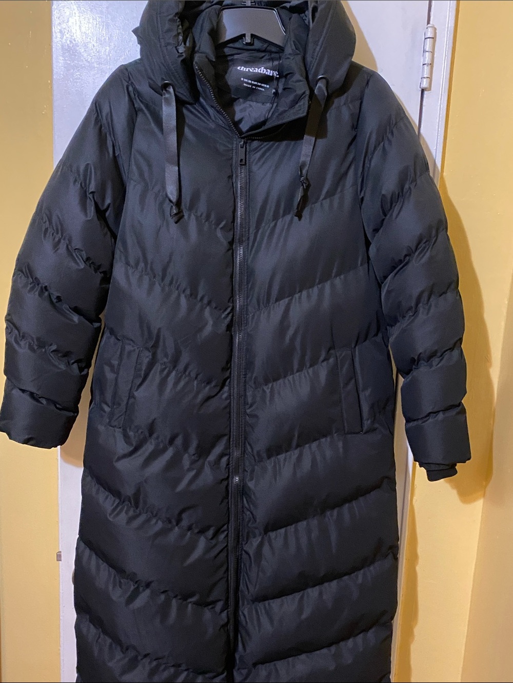 Threadbare Women's Black Long Hooded Puffer Coat